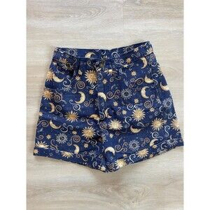 Vintage 90s Ivy Club Classics Celestial Sun and Moon Denim Jean Shorts